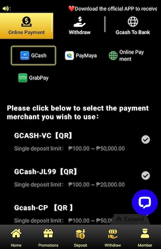 Step 2:  select the "GCash" option.