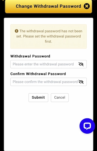 Step 2: Enter the withdrawal password.